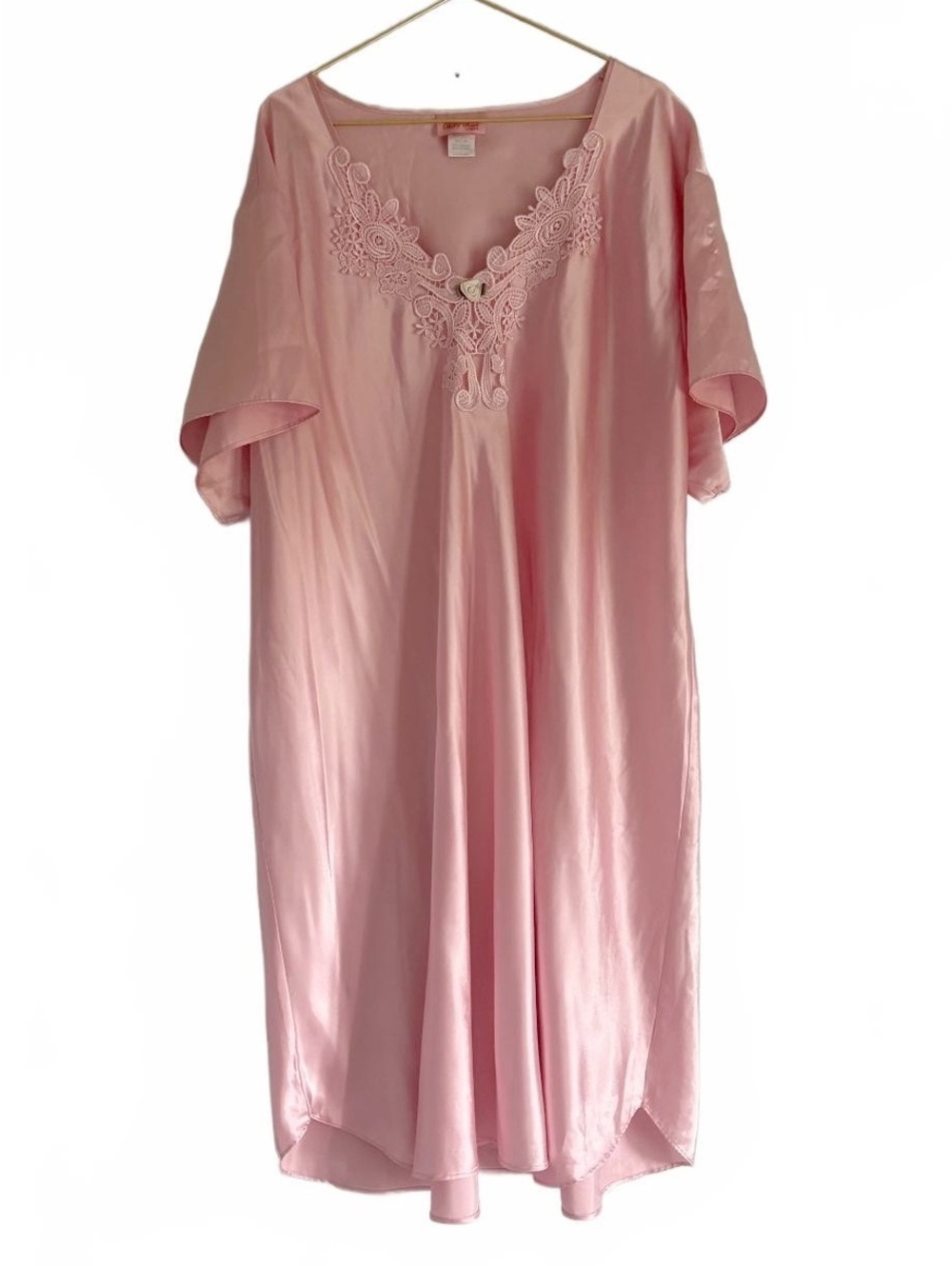 Vintage Bed of roses pink satin sleep dress 3x coquette feminine soft romantic